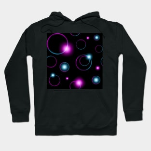 Neon Circles on Dark Background Hoodie